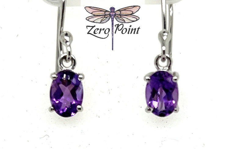 Amethyst Oval Dangle Earrings - Zero Point Crystals