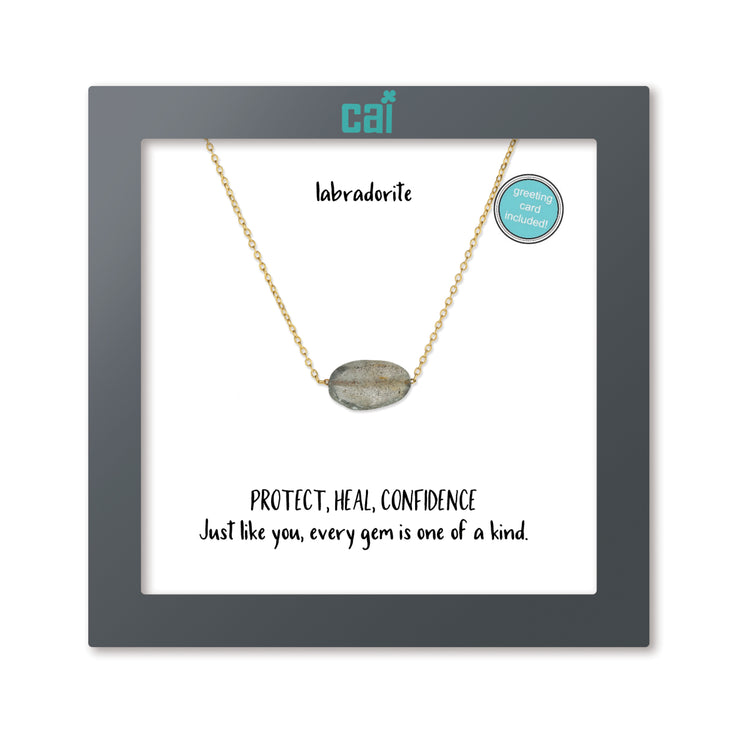 Oval Genuine Gemstone Necklace - Zero Point Crystals