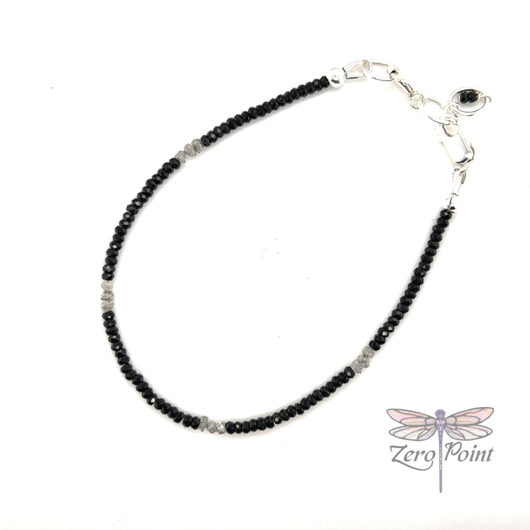 Spinel and Diamond Microbead Bracelet - Zero Point Crystals