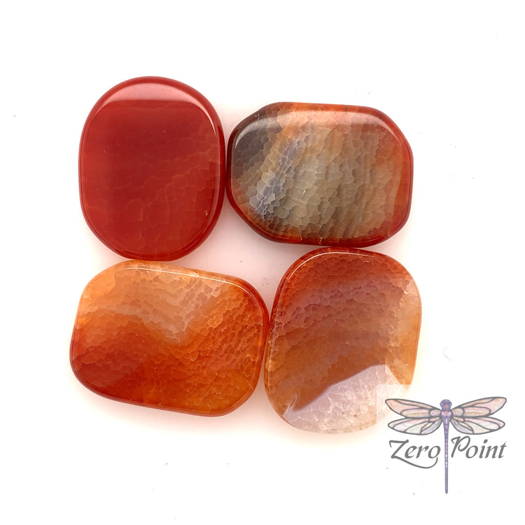 Fire Agate Smooth Palm Stone - Zero Point Crystals