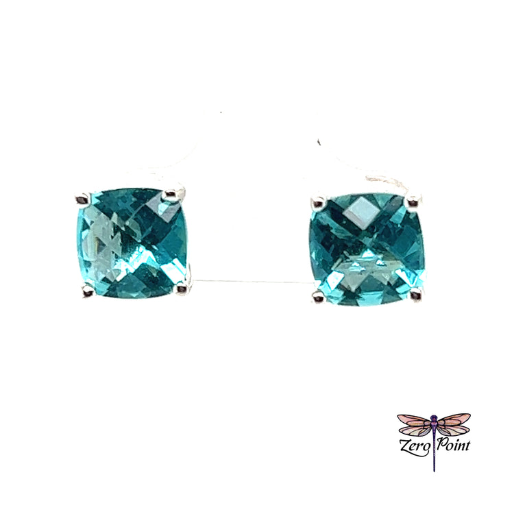 Helenite Square Post Earrings - Zero Point Crystals