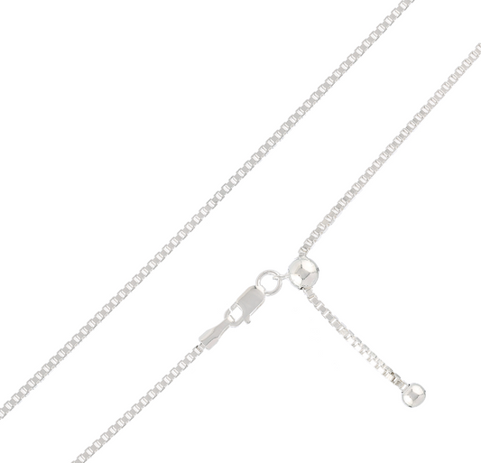 Sterling Silver Adjustable Box Chain - Zero Point Crystals