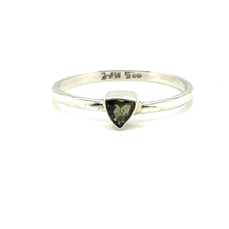 Moldavite Trillion Ring - Zero Point Crystals