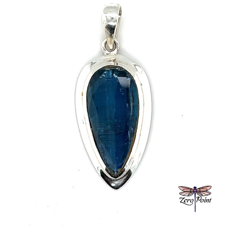 Blue Kyanite Faceted Teardrop Pendant - Zero Point Crystals