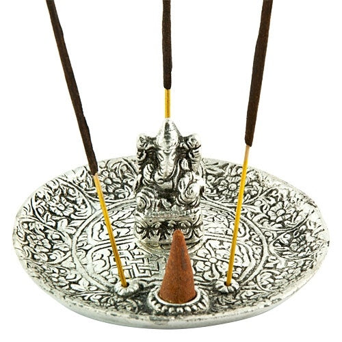 Ganesh Carved Aluminum Incense Burner - Zero Point Crystals