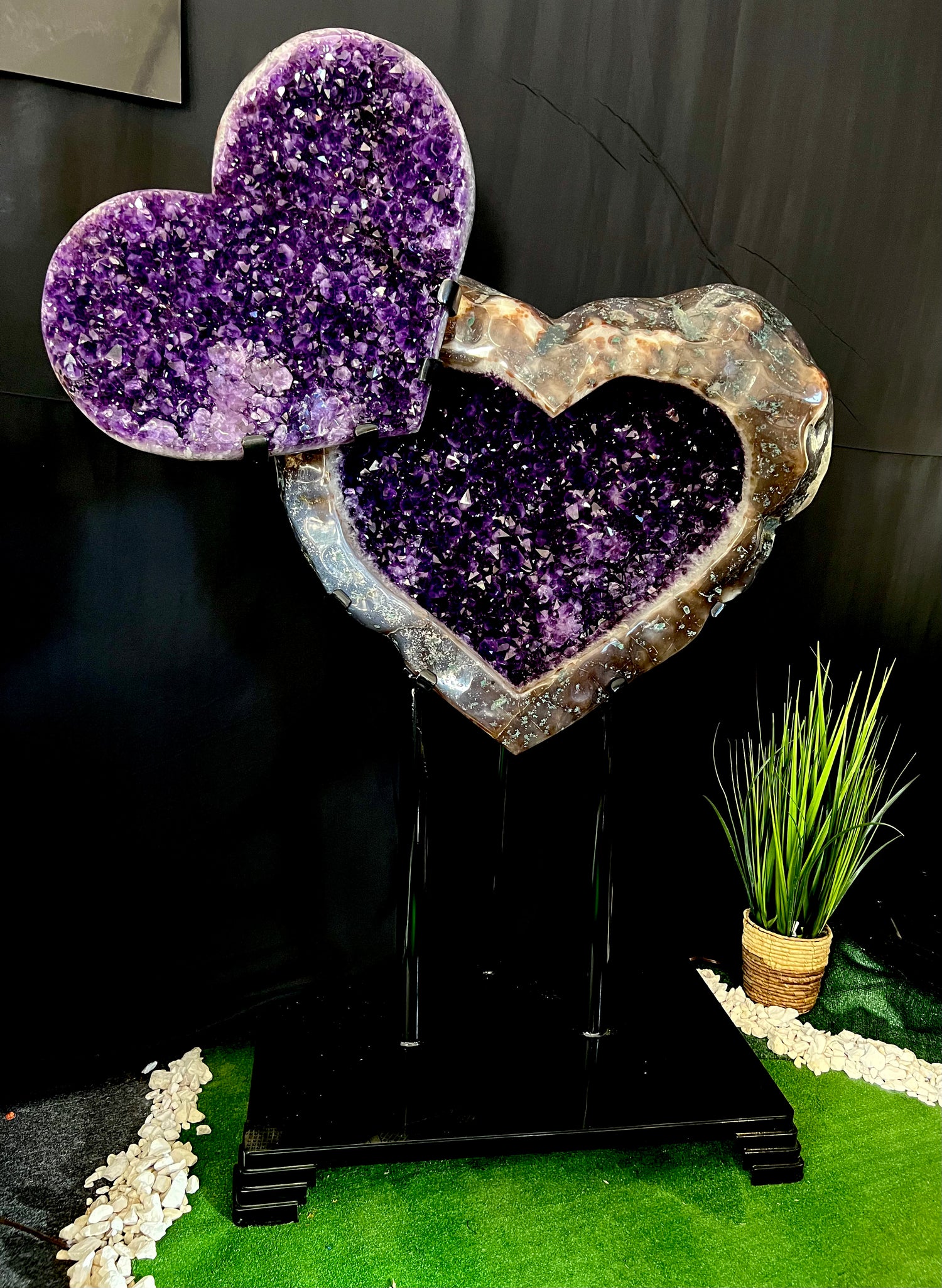 Amethyst Geode Heart Specimen - Zero Point Crystals