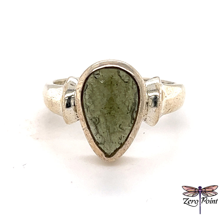Moldavite Faceted Ring - Zero Point Crystals