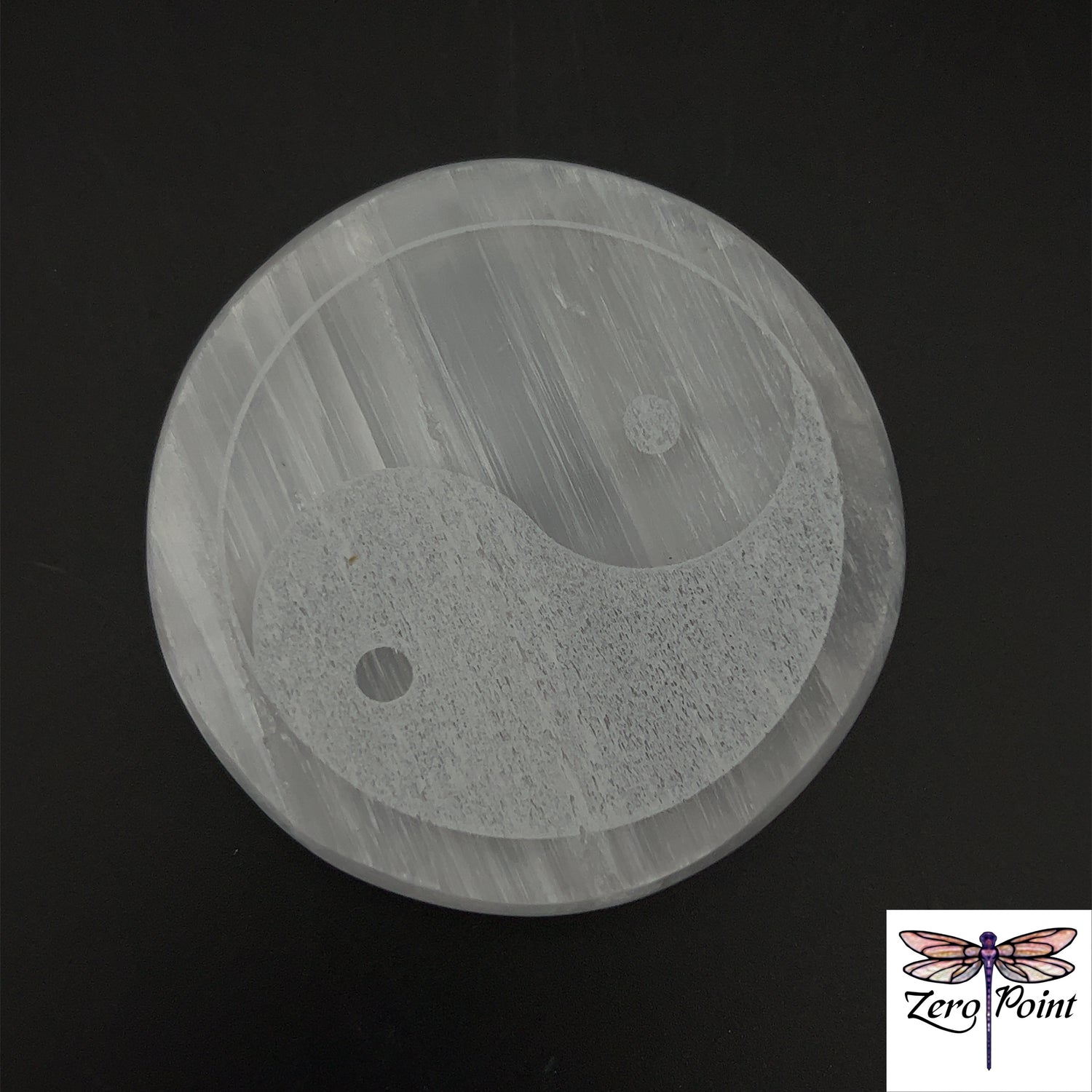 Selenite Engraved Charging Plate 2.75" - Zero Point Crystals