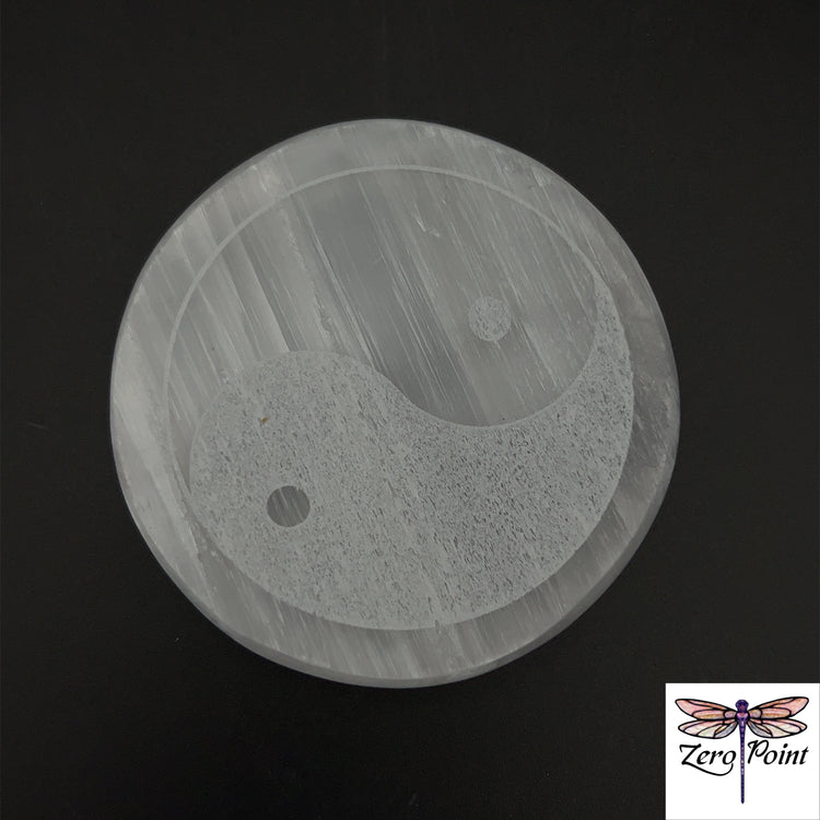 Selenite Engraved Charging Plate 2.75" - Zero Point Crystals