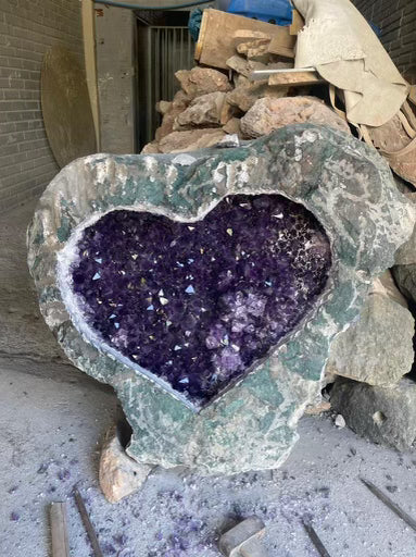 Amethyst Geode Heart Specimen - Zero Point Crystals