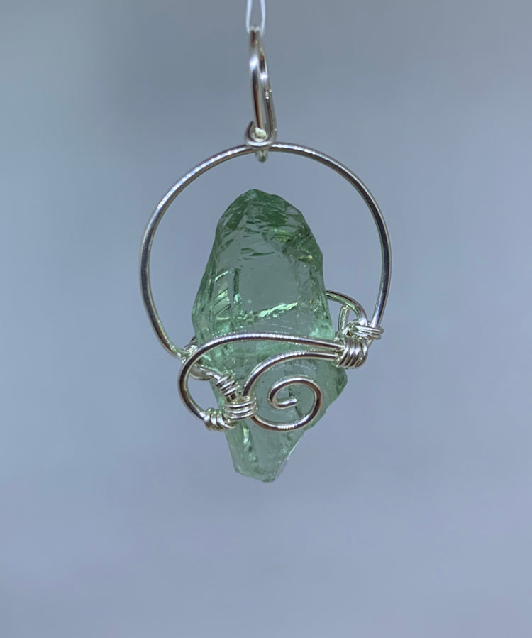 Prasiolite Wire Wrap Pendant - Zero Point Crystals