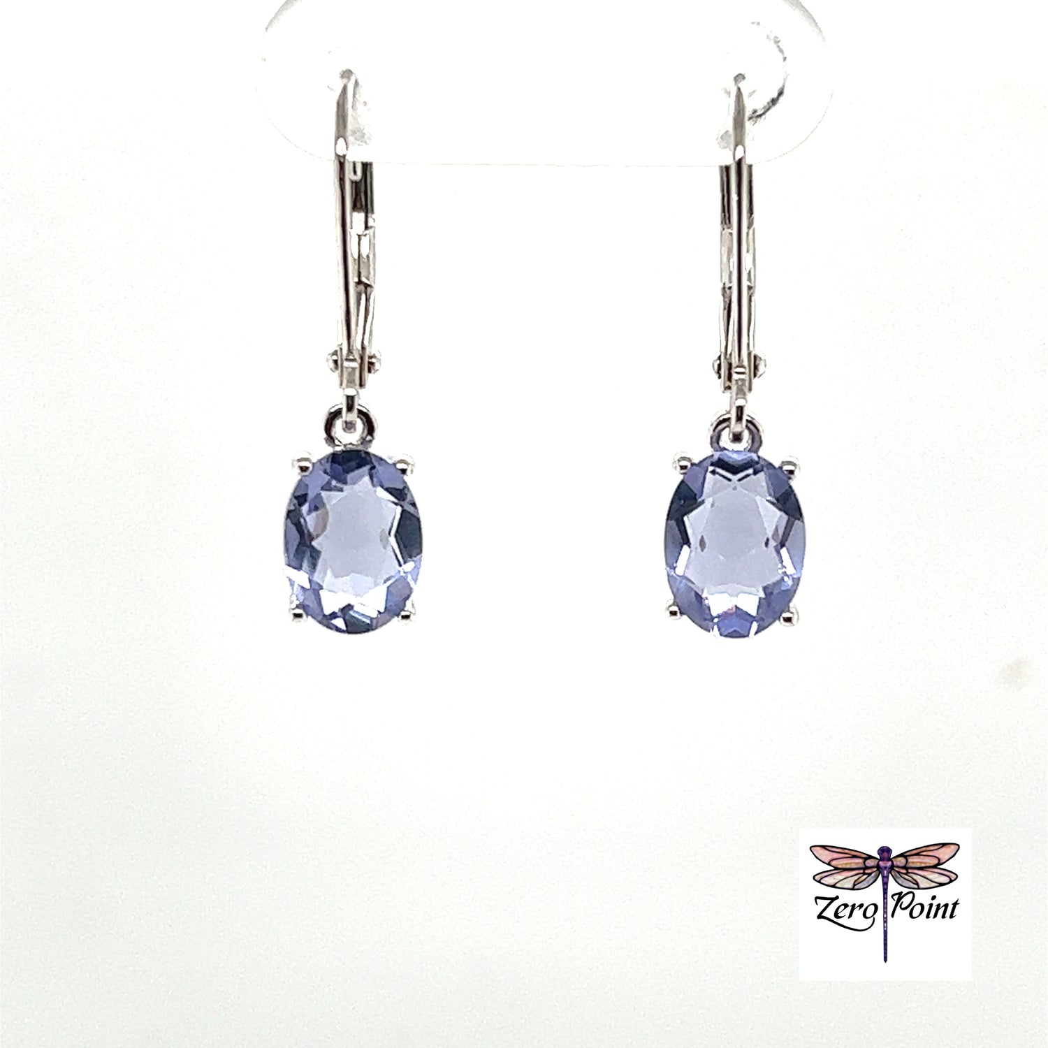 Helenite Oval Dangle Earrings 1013 - Zero Point Crystals