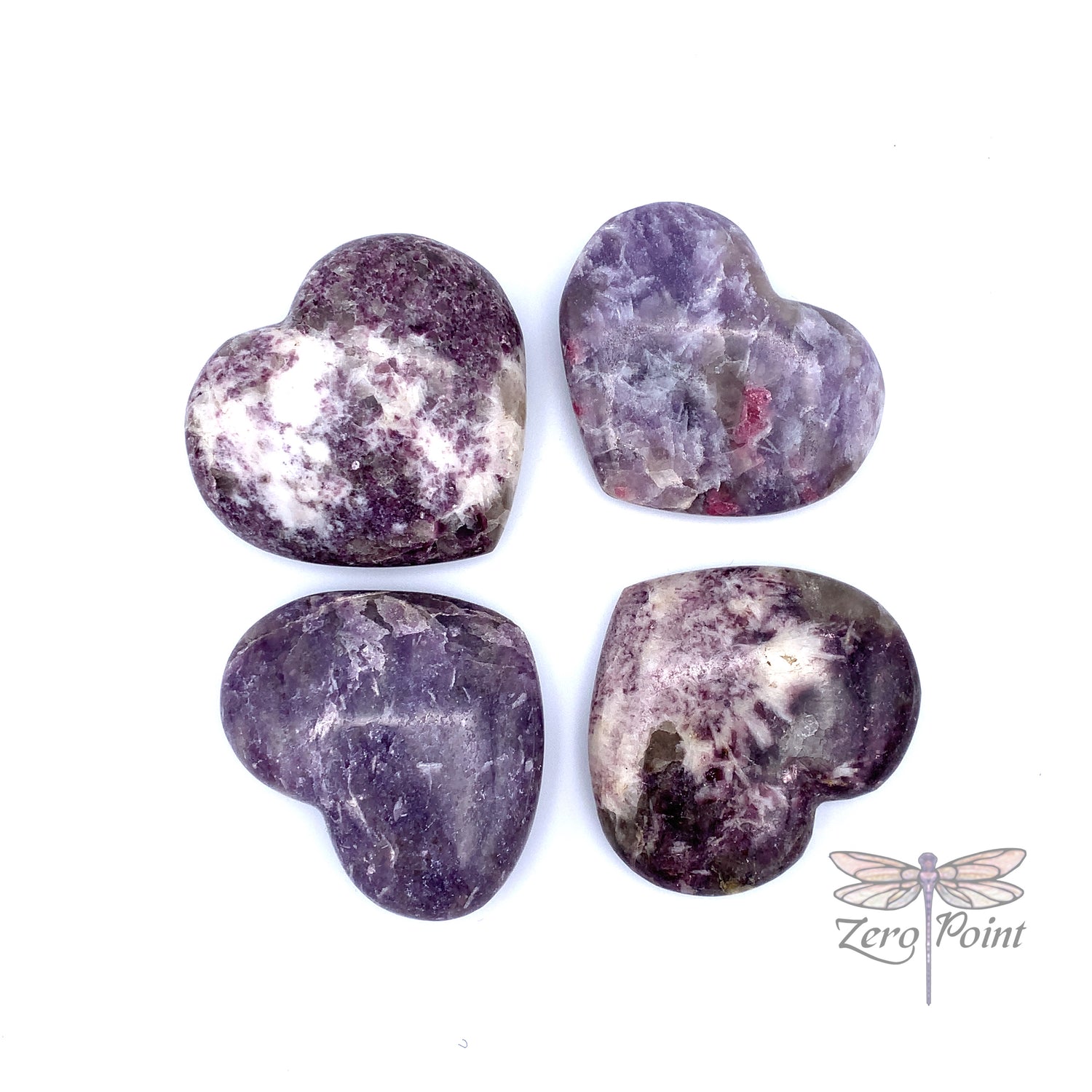 Lepidolite Hearts - Zero Point Crystals