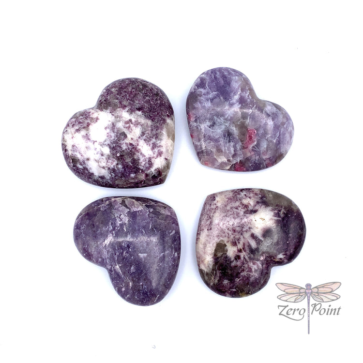 Lepidolite Hearts - Zero Point Crystals