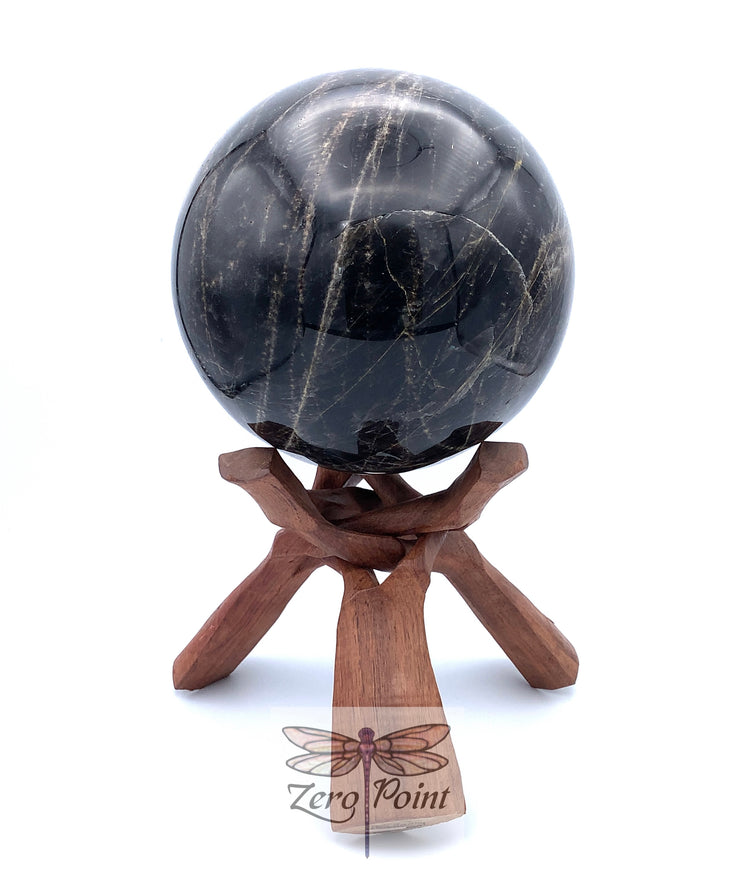 Black Moonstone Sphere 5"+ - Zero Point Crystals