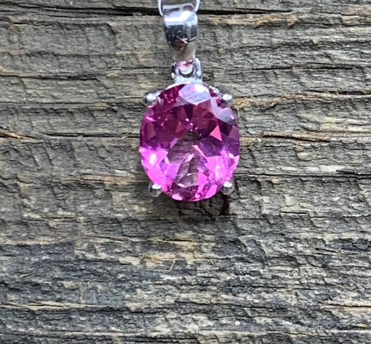 Pink Topaz Oval Pendant - Zero Point Crystals