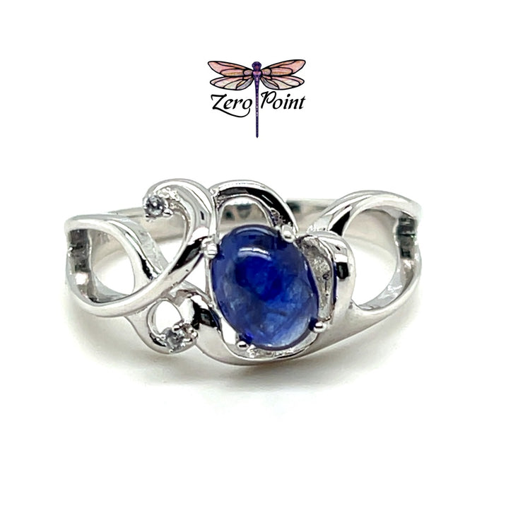 Blue Sapphire Ring w/ CZ Accents