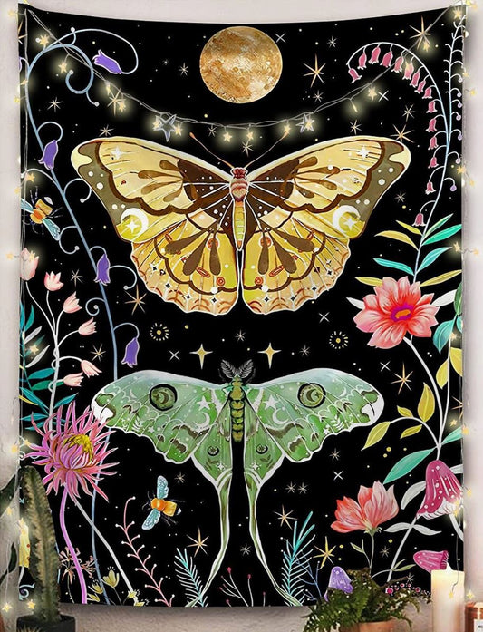 Butterfly Moth Moon Tapestry