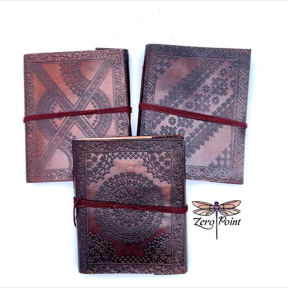 Leather 6x5" Embossed Journal - Zero Point Crystals