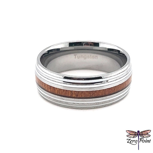 Tungsten & Koa Wood Ring 3928 - Zero Point Crystals