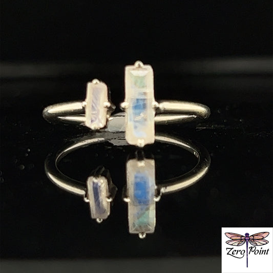 Rectangle Cut Moonstone Ring - Zero Point Crystals