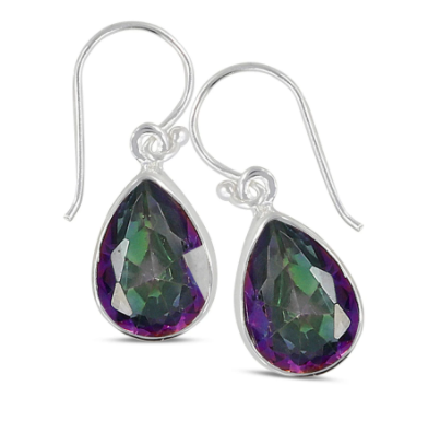 Mystic Topaz Pear Earrings - Zero Point Crystals