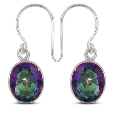 Mystic Topaz Oval Earrings - Zero Point Crystals