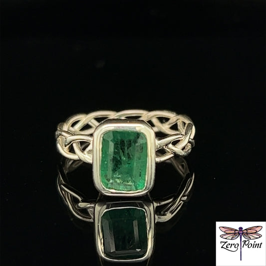 Emerald Thin Celtic Band Ring - Zero Point Crystals