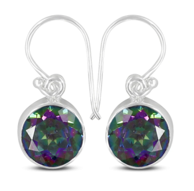 Mystic Topaz Round Dangle Earring - Zero Point Crystals