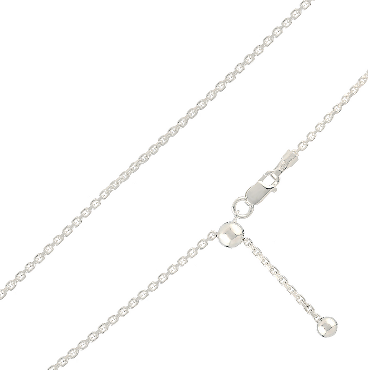 Sterling Silver Adjustable Cable Chain - Zero Point Crystals