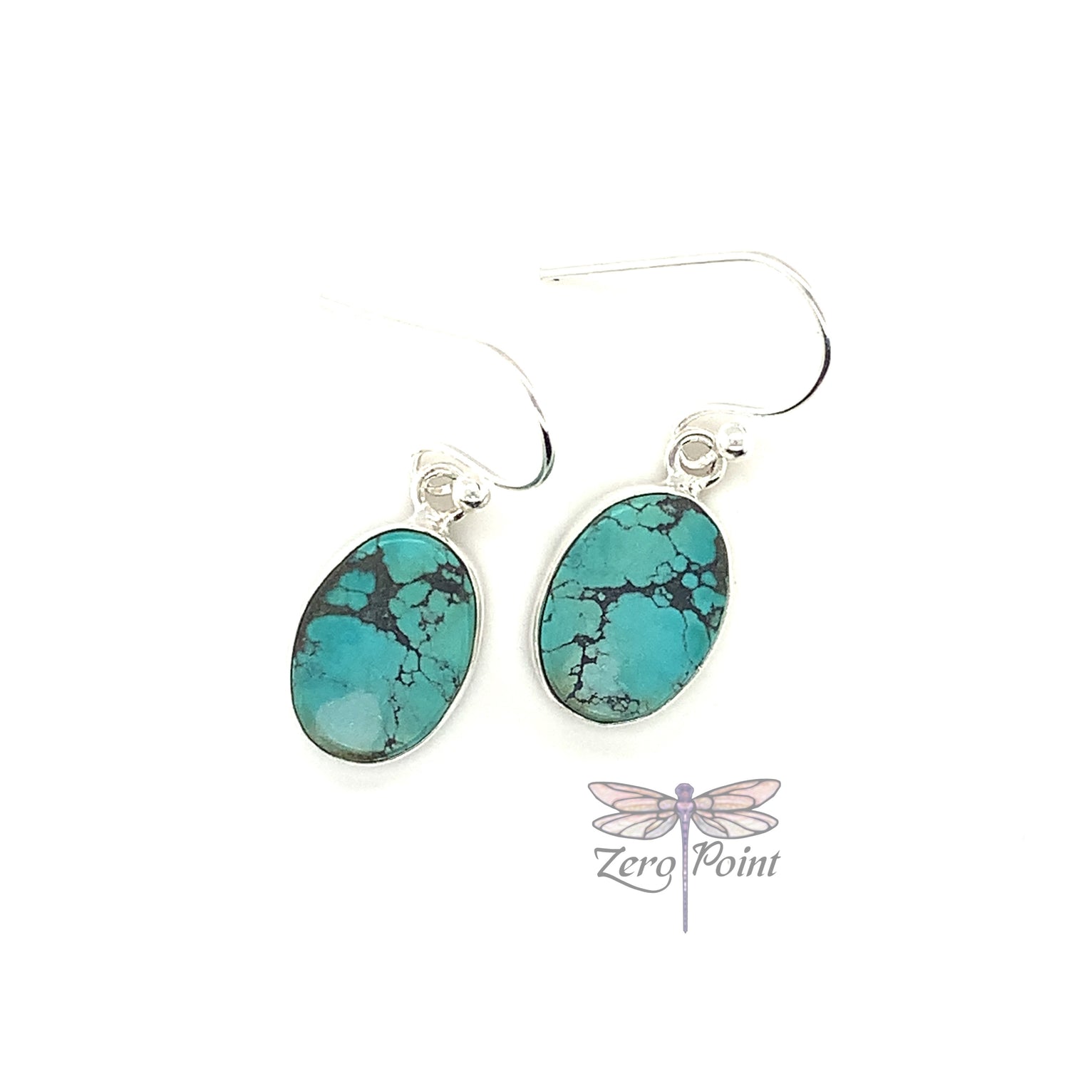 Turquoise Oval Dangle Earrings - Zero Point Crystals