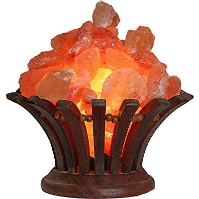 Himalayan Salt Lamp Wood Basket - Zero Point Crystals