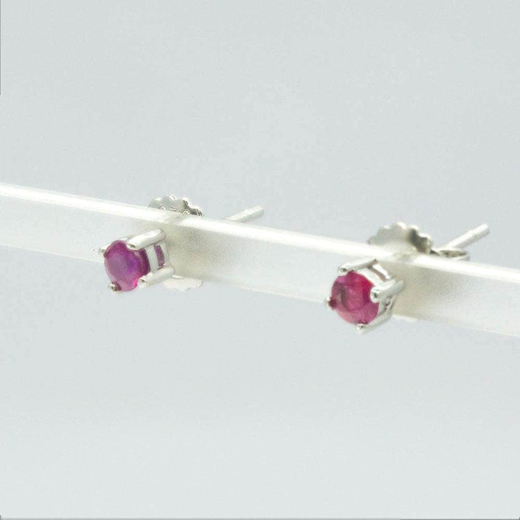 Ruby Faceted Stud Earrings - Zero Point Crystals