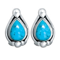 Turquoise Teardrop Stud Earrings - Zero Point Crystals