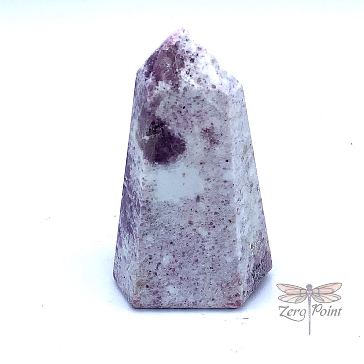 Lepidolite with Albite Obelisk - Zero Point Crystals