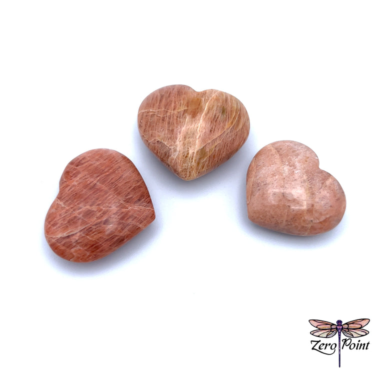 Peach Moonstone Heart - Zero Point Crystals
