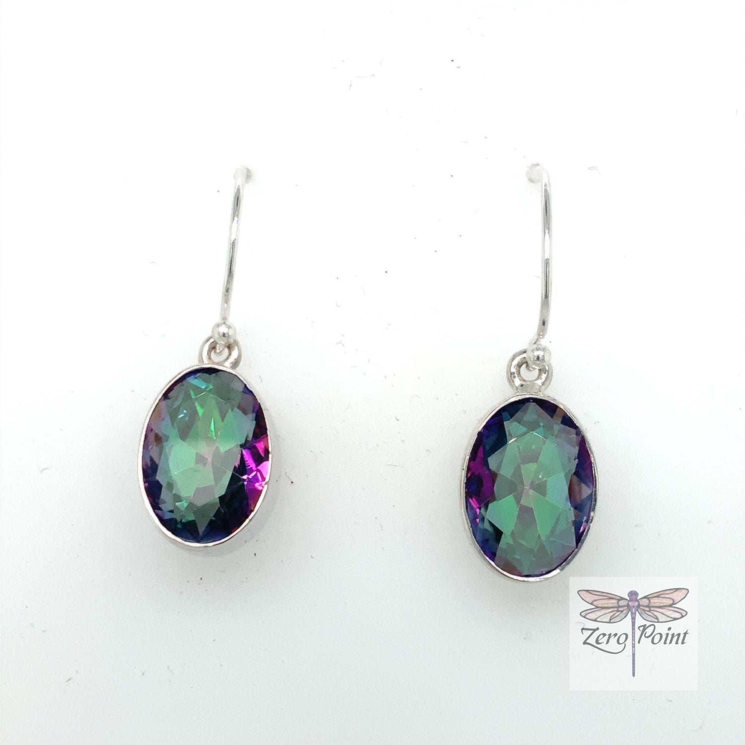 Mystic Topaz Oval Earrings - Zero Point Crystals