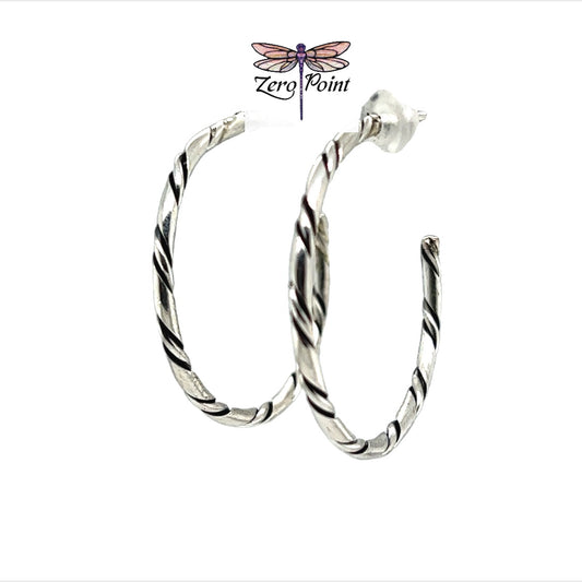 Sterling Silver Braid Hoop Earrings - Zero Point Crystals