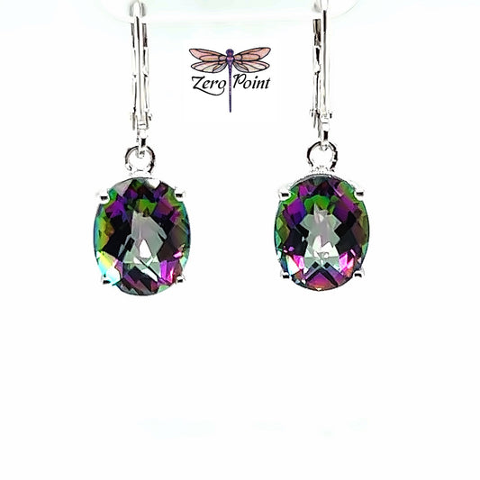Mystic Topaz Oval Drop Earrings - Zero Point Crystals