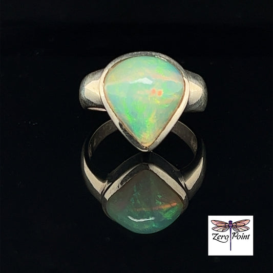 Ethopian Opal Teardrop Ring - Zero Point Crystals