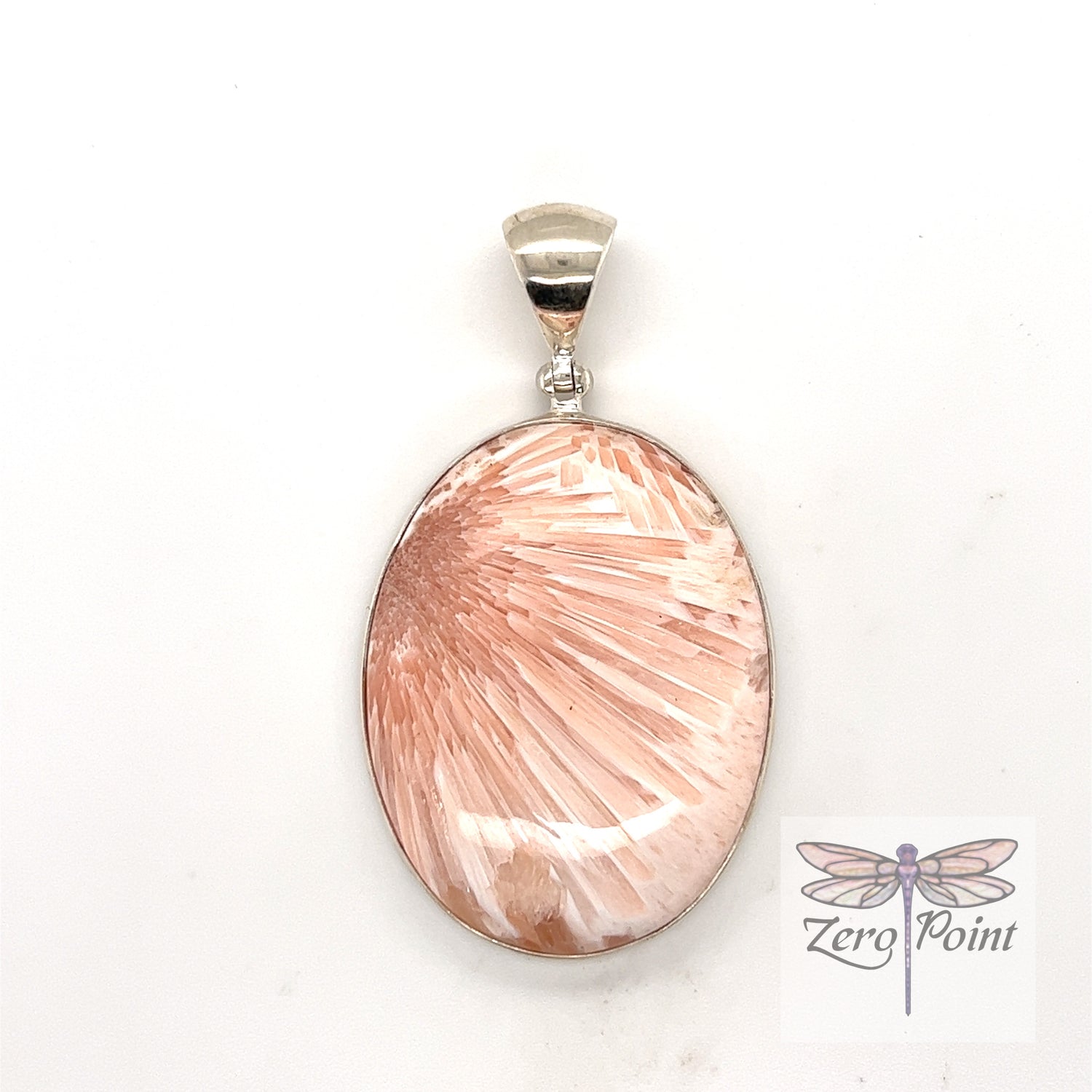 Peach Scolecite Oval Pendant - Zero Point Crystals