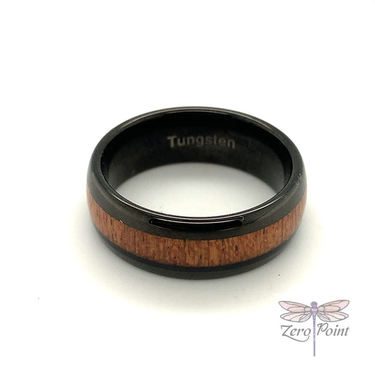 Tungsten Carbide and Koa Wood Ring - Zero Point Crystals