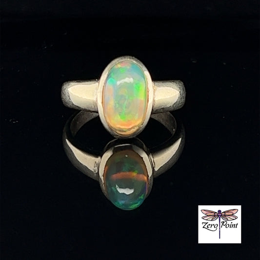 Ethopian Opal Oval Ring - Zero Point Crystals