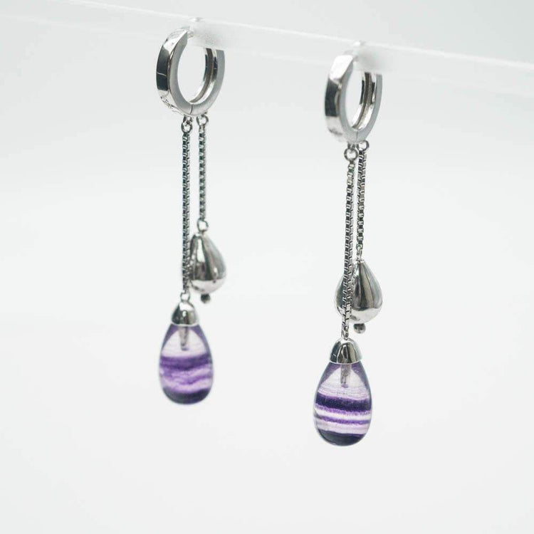 Fluorite Pear Drop Earrings - Zero Point Crystals