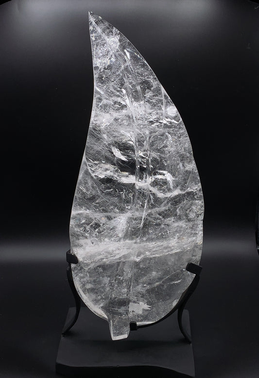 Quartz Crystal Carved Leaf 18" - Zero Point Crystals