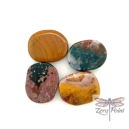 Ocean Jasper Smooth Palm Stone - Zero Point Crystals