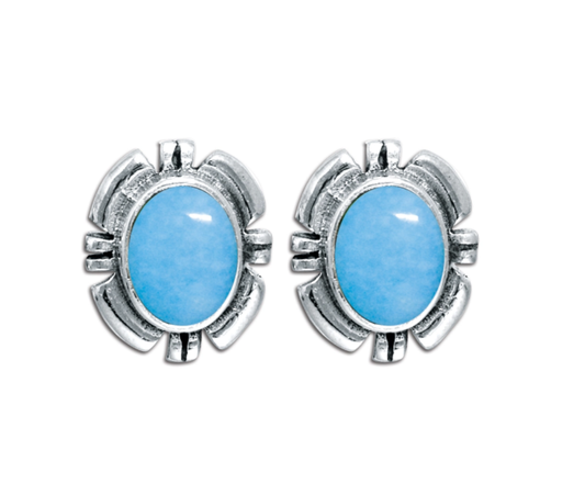 Turquoise Oval Stud Earrings - Zero Point Crystals