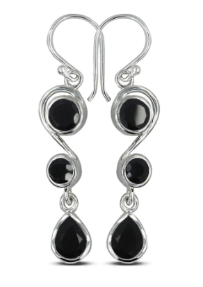 Onyx Triple Drop Earrings - Zero Point Crystals