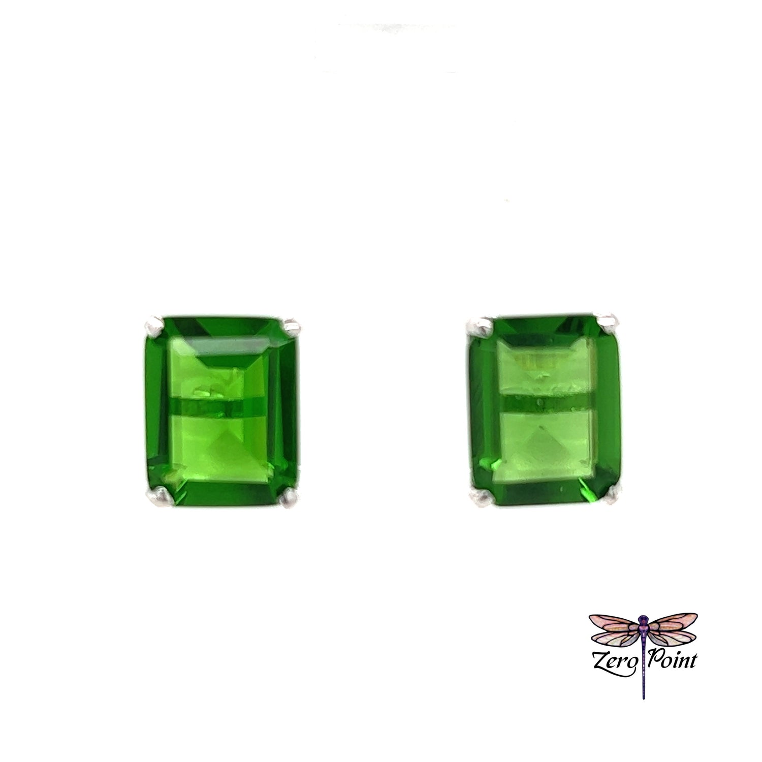 Helenite Rectangle Post Earrings - Zero Point Crystals