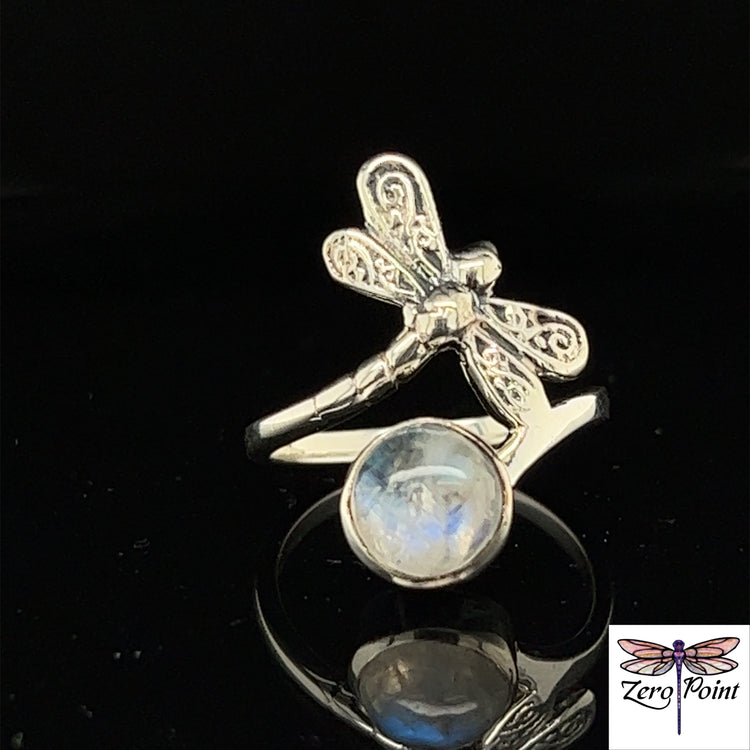 Moonstone Dragonfly Ring - Zero Point Crystals